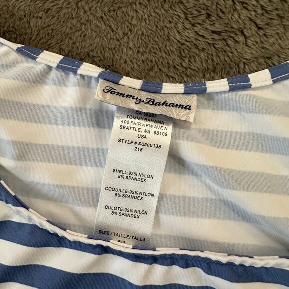 Tommy Bahama Tennis Dress Swim Coverup Women's SMALL Blue White Stripe Tropical - Picture 3 of 5